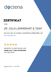 doctena Zertifikat für Dr. Julia Lämmerhirt als einer der am meisten empfohlenen 